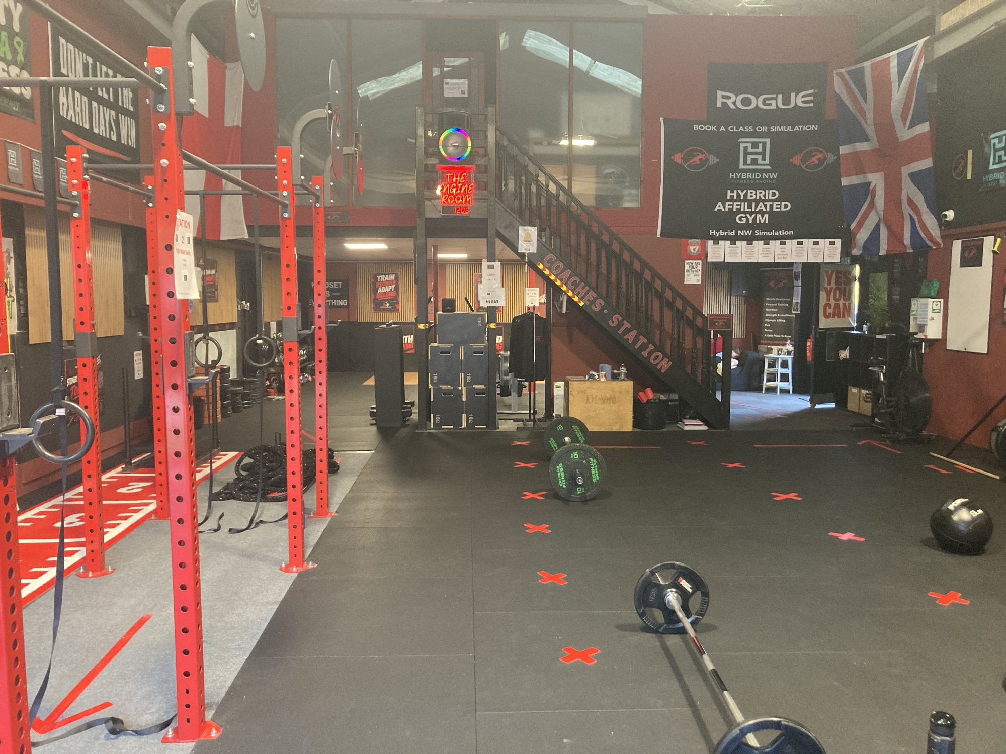 The gym floor and rigs